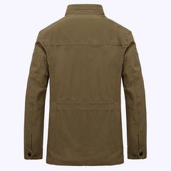 Men's Casual Mid-Length Cotton Jacket for Spring/Fall