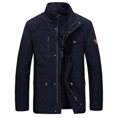 Men's Casual Mid-Length Cotton Jacket for Spring/Fall