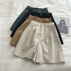 Retro High Waist Slim Linen Wide Leg Trousers