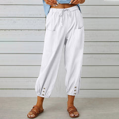Women's Wide Leg Cotton Linen Casual Trousers
