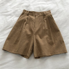 Retro High Waist Slim Linen Wide Leg Trousers