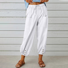 Women's Wide Leg Cotton Linen Casual Trousers